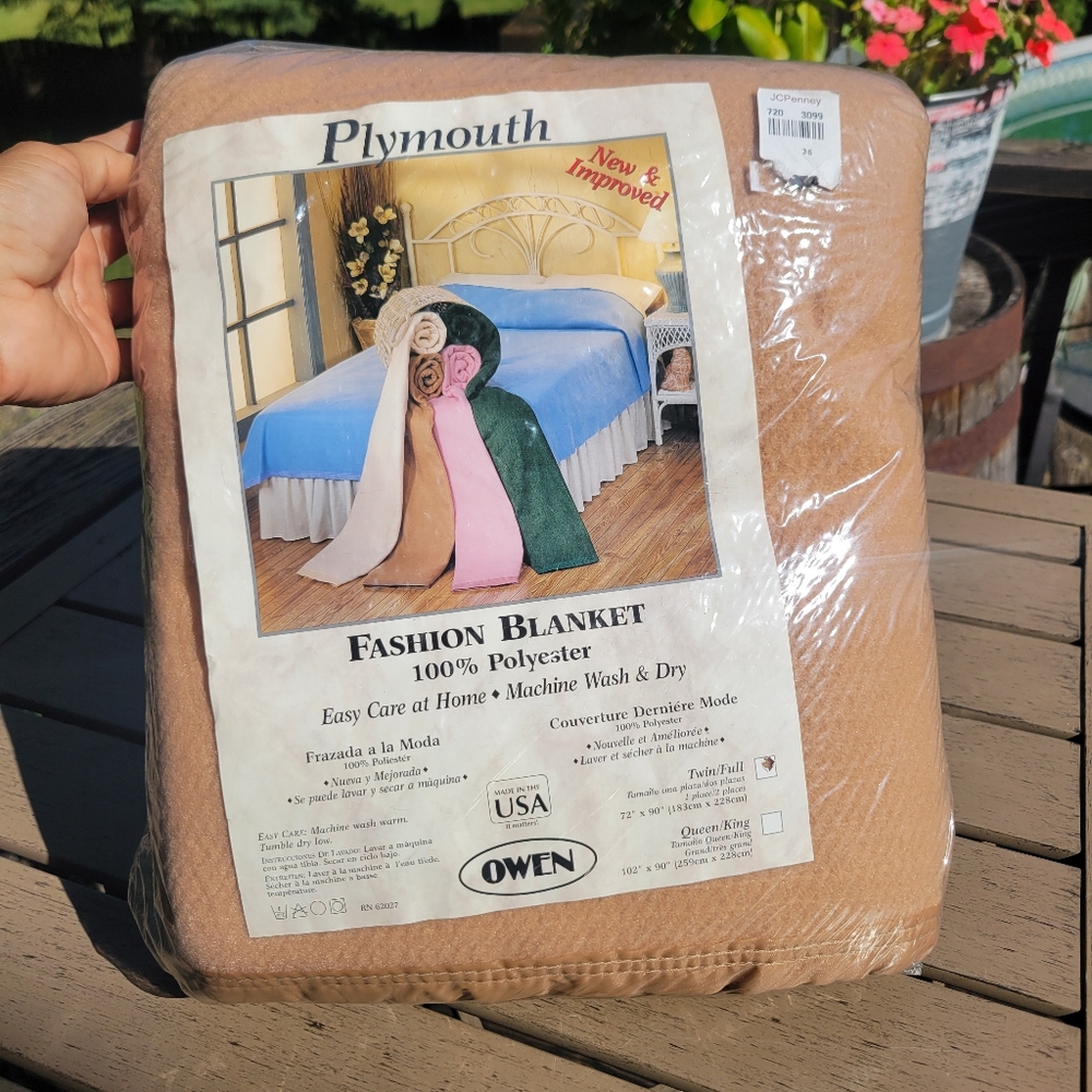 New Vintage Plymouth Owen Blanket Made In The USA..